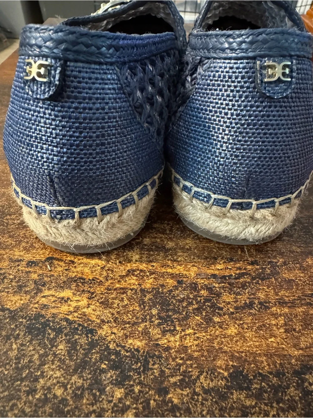 Sam Edelman Khiara Emblem Embellished Espadrille Flats in Hudson Blue Size 9